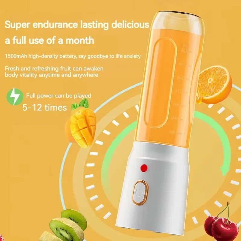 Portable Blender Juicer 450ml Electric Fruit Juicer USB Rechargeable Lemon Orange Fruit Juice Cup Smoothie Blender 2cups