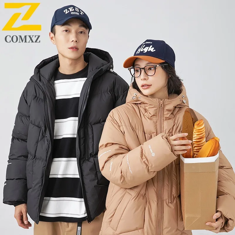 COMXZ 2025 عبر الحدود بلون سترة الشتاء مقنعين سترة قطن الرجال النساء زوجين سميكة الدافئة معطف مبطّن #3