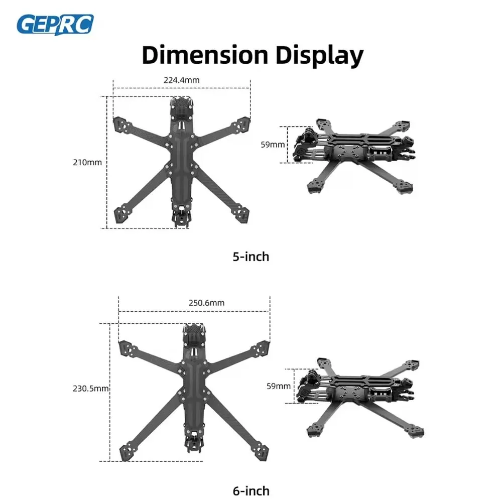 GEP-Vapor-D5 Frame Kits for Racing Drone Freestyle RC Quadcopter Freestyle Drone GEPRC for Vapor Drone Carbon Fiber Frame