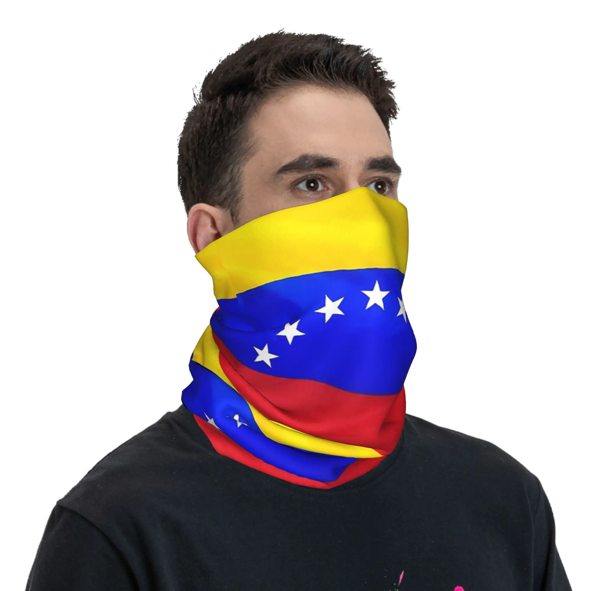 

Large 7 star flag of Venezuela Bandana Neck Gaiter Printed Mask Scarf Warm Face Mask Outdoor Sports Unisex Adult All Season