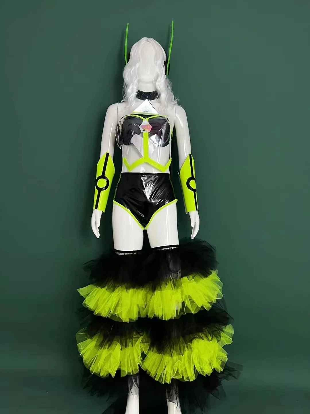 ชุดปาร์ตี้ไนท์คลับงานพรอมสุดเซ็กซี่สำหรับผู้หญิงชุดปาร์ตี้การแสดงหนังวันฮาโลวีนไฟ LED อนาคต