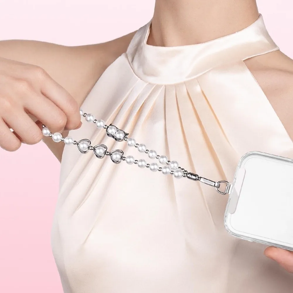 

Fashion Cat Head Beaded Phone Lanyard Heart Wrist Strap Mobile Phone Chain Handmade Anti Loss Cellphone Charm Bag Pendant