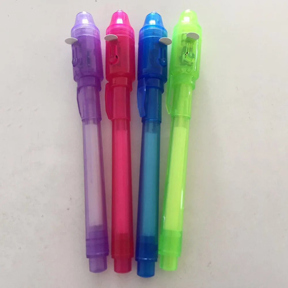 4 teile/los Leucht Licht Stift Magie Lila 2 In 1 UV Schwarz Licht Combo Zeichnung Unsichtbare Tinte Stift Lernen Bildung spielzeug Für Kind – Detail 4