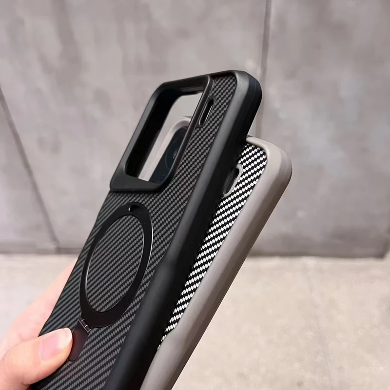 ألياف الكربون الملمس قوس MagSafe جراب هاتف ل Xiaomi Mi 15 15Pro Mi 14 نماذج جديدة متجمد اللاسلكية شحن غطاء الكمبيوتر الصلب