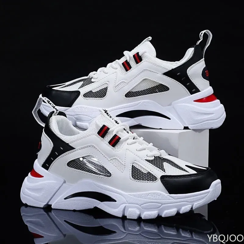 New Men's Shoes Spring  Autumn Breathable Mesh Shoes Thick soled Height Increasing Shoes Men's Versatile Trendy Sports Shoes