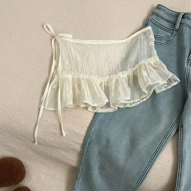 X5XA Lace Layering Fake Top Lower Skirt Shirt Extender Layering Half Slip