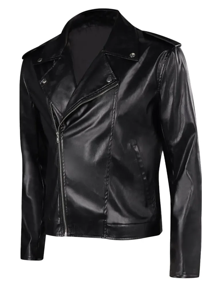 T-birds Cosplay Danny Jacket Kostuum TV Grease Vermomming Volwassen Mannen Zwarte Topjas Halloween Carnaval Party Kledingpakken - afbeelding 2