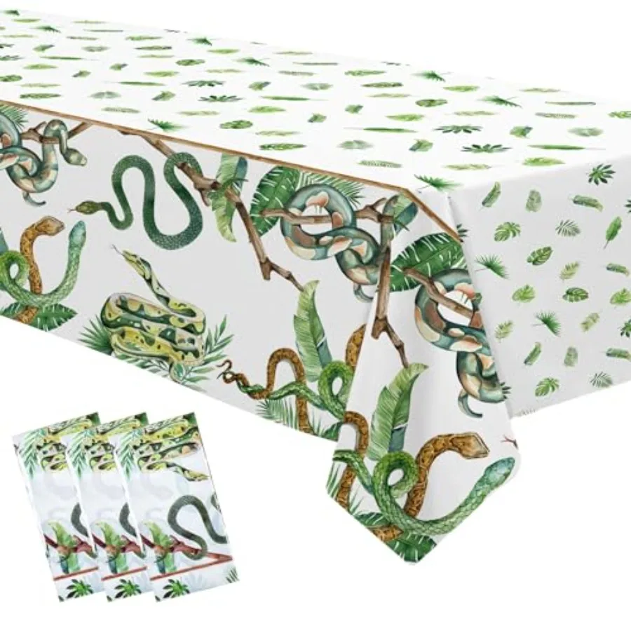 Decorazioni per tovaglie per feste con serpenti, palude della giungla usa e getta, campeggio, tema per rettili nella natura selvaggia, tavolo per feste di compleanno con serpenti