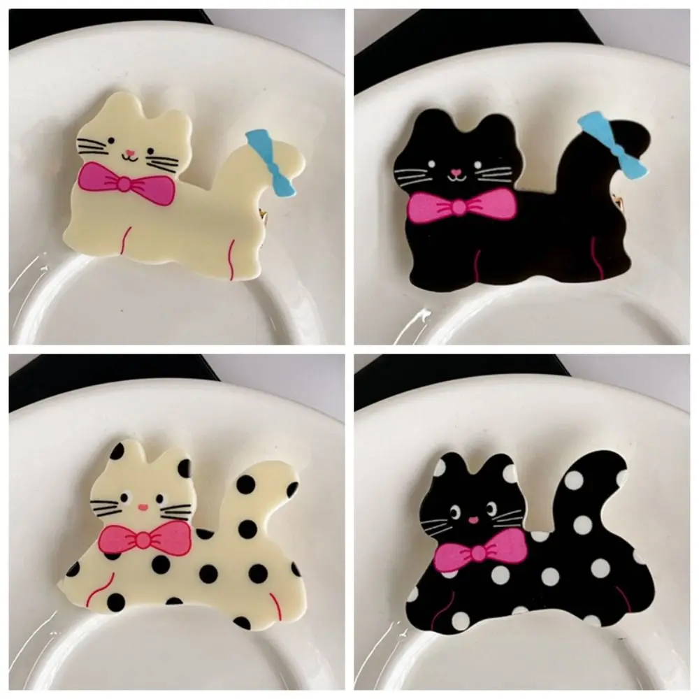 Animal Cat Hair Clip Sweet Korean Style Cartoon Acrylic Bang Clip Hair Accessories Ponytail Holder Cartoon Hair Clip Daily DIY