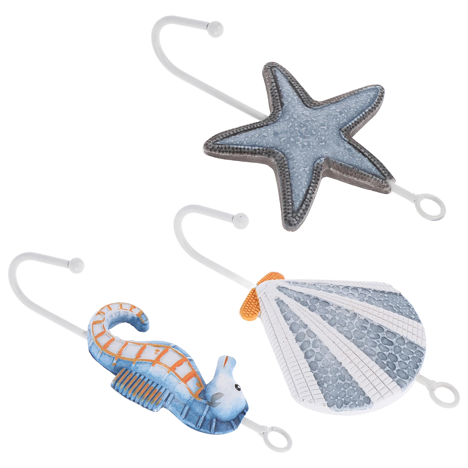 

3pcs Mediterranean Hooks Coastal Decorative Wall Racks Sea Towel Hooks Beach Seashell Heavy Duty Coats Hangers