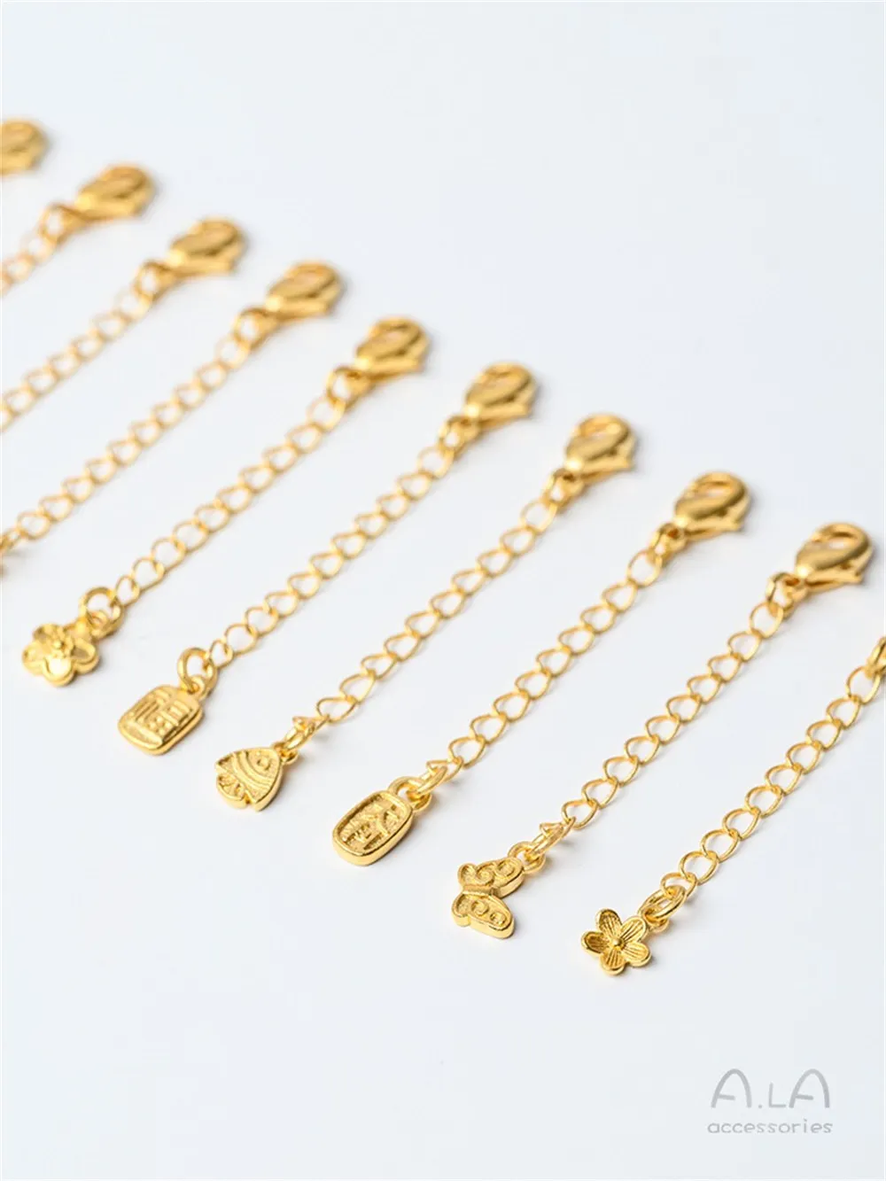 

1pcs Sand Gold Tail Chain Lobster Clasp Necklace, Extended Chain, Fu Brand Peach Blossom Handmade Extended Chain Accessory