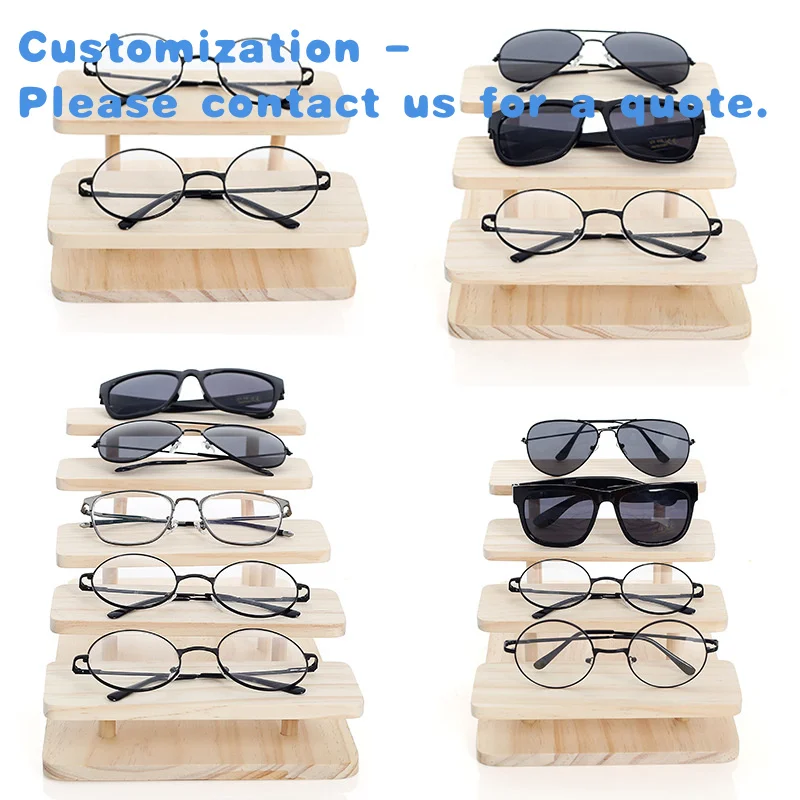 custom.Kainice 4 Layers of Solid Wood Eyeglasses Display Shelf Sunglasses Rack Jewelry Rack Wooden Shelf