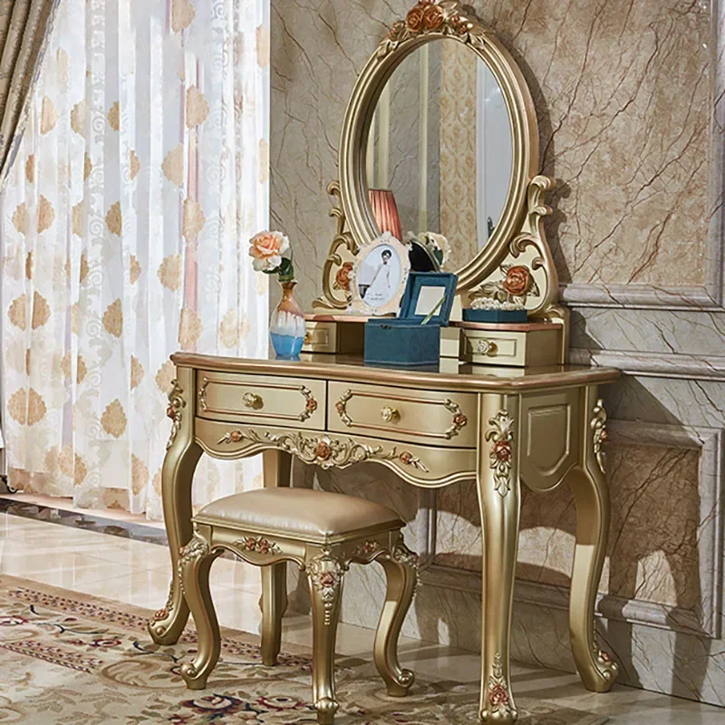 Luxury Nordic Gold Dressing Tables Makeup Mirrors Multifunctional Storage Dressing Table Set Bedroom Schminktisch Furnitures