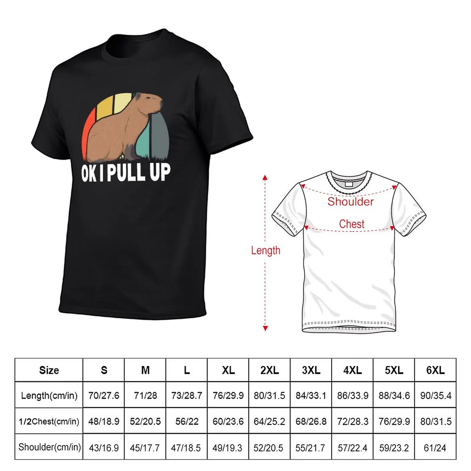 New Ok I Pull Up Capybara Retro Vintage Funny Rodent Animal T-Shirt tees anime clothes Short sleeve Men's t-shirts