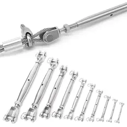 1PC M5-M12 304 Stainless Steel Marine Rigging Screw Closed Body Jaw Turnbuckle Bolt Wire Rope Tensioner Length Adjuster Clamp