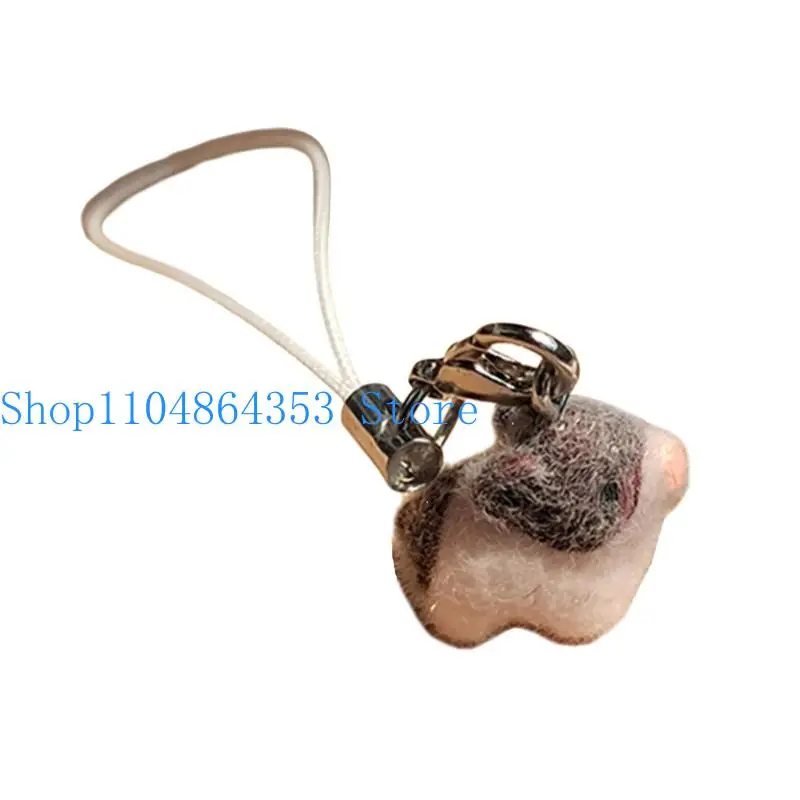 652F Lightweight 2g Animal Pig Keychain with Flocking Finish Bag Accessory for Easy Everyday Carrying on Backpacks or Purses
