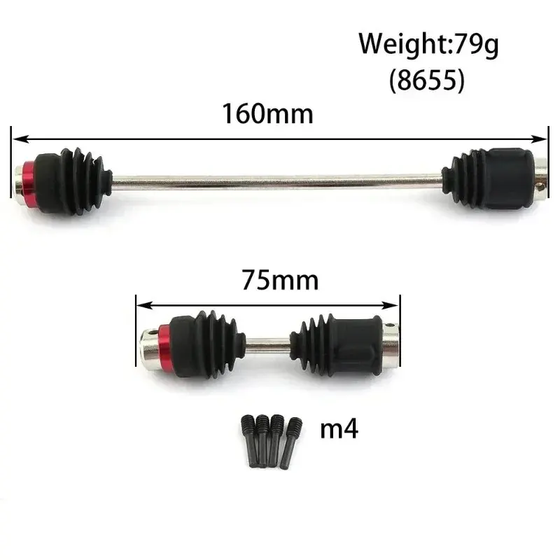 Metal Steel Center Driveshafts CVD 8655R with Dust Boots for 1/10 Traxxas E-Revo Erevo 2.0 Upgrades Parts Accessories,3