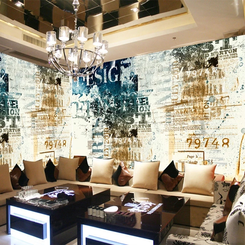 Custom Modern Abstract Art Style 3D Personality Graffiti Photo Mural Restaurant KTV Bar Cafe Wallpaper Living room TV background