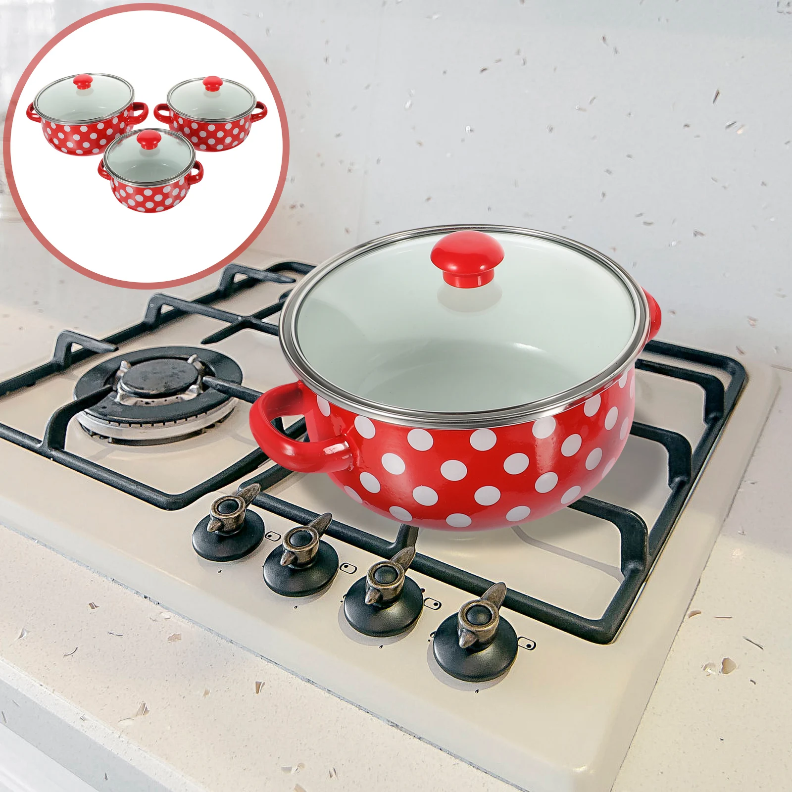 

Mini Soup Pot Set Enamelware Heat Resistant Kitchen Stock Pot For Stews Noodles Boiling Non Stick Saucepan Portable