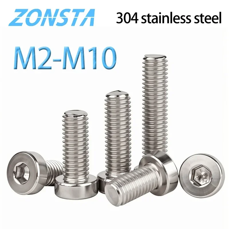 DIN7984 M2 M2.5 M3 M4 M5 M6 M8 M10 304 Stainless Steel Hex Hexagon Socket Thin Low Short Profile Head Allen Cap Bolt Screws