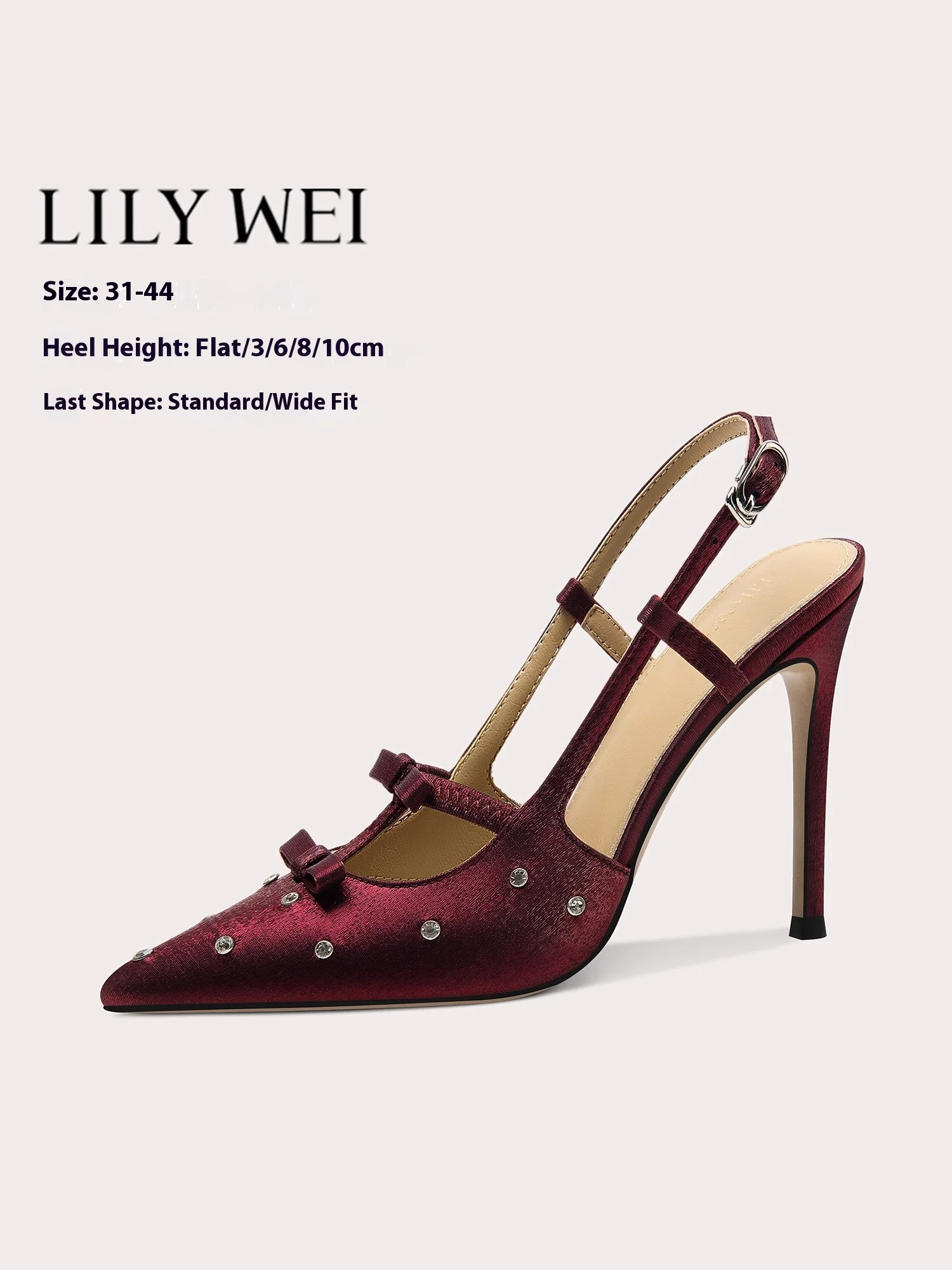 

Spring and summer pointed toe cloth rhinestone bow widened flat sandals thin high heel banquet large size small size women shoes