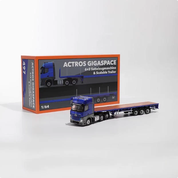 GCD 1/64 ACTROS GIGASPACE 6x2 Sattelzugmachine & Schaalbare Trailer Legering Speelgoed Motorvoertuig Diecast Metaal Model Geschenken