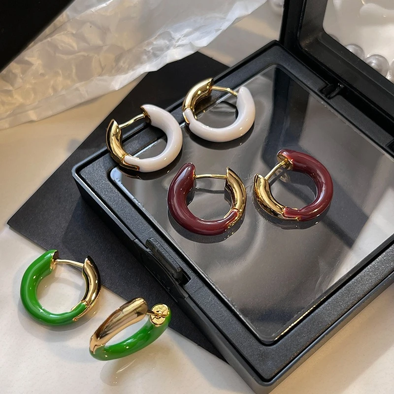 Multicolour Enamel Round Hoop Earrings for Women Frosted Metal Fashion Jewelry Vintage Palace Style Elegant Aretes De Mujer
