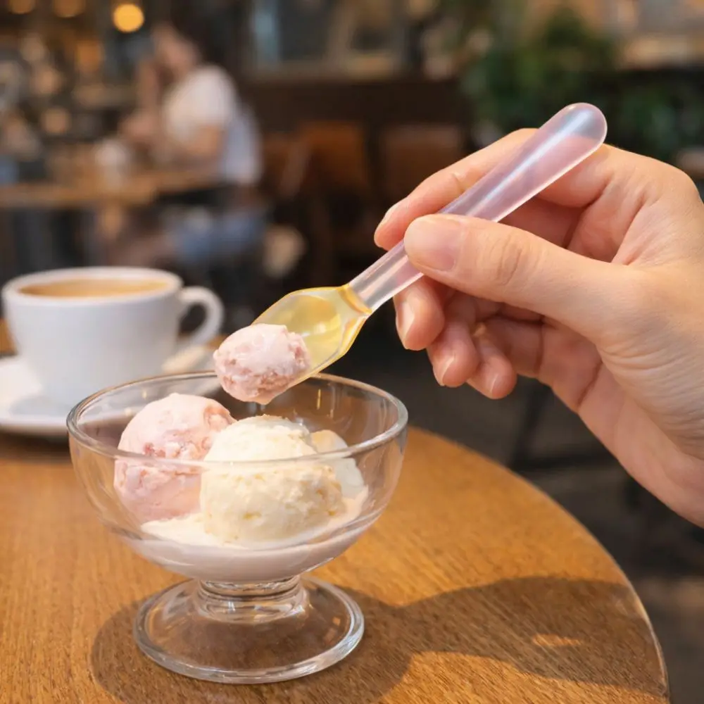 Creative Colorful Glass Dessert Spoon Long Handle Heat Cold Resistance Coffee Spoon INS Style Teaspoon Dessert Serving