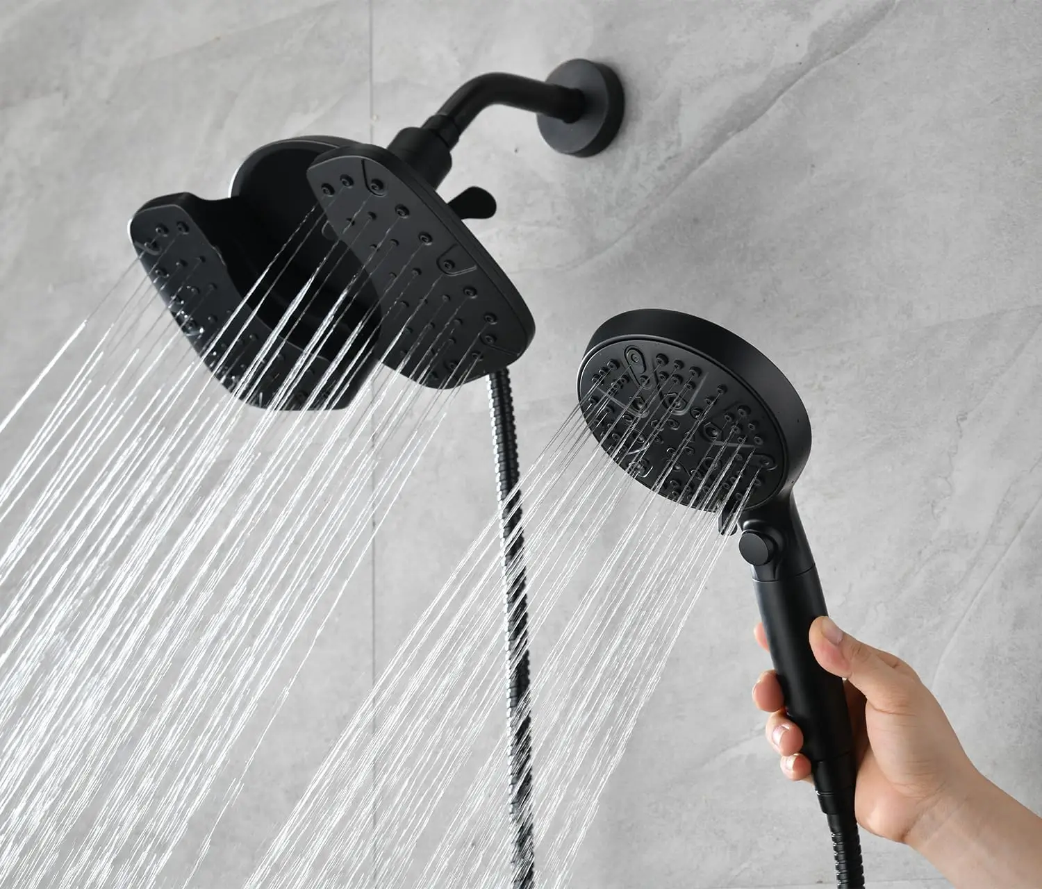 2.5GPM Rainfall Shower Head Combo with Handheld Spray, 9 Settings & Filter