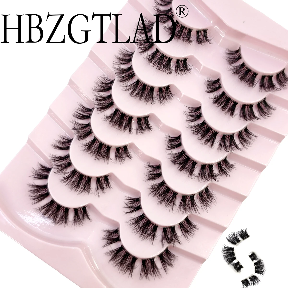 Neu7 Paar falsche Wimpern mit transparentem Stielcluster, natürliche Wispy-Wimpern, wiederverwendbar, handgefertigt in 5D, unsichtbar, geeignet für
