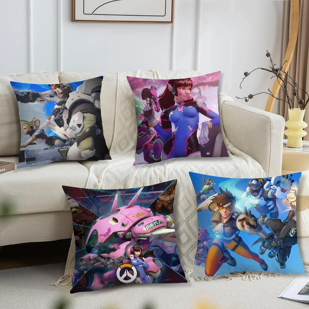 Classic Game Sofa Living Room Bedroom Headboard Backrest Cushion Square Cushion Nap Time O-Overwatchs 2 D.Va Pillow Case