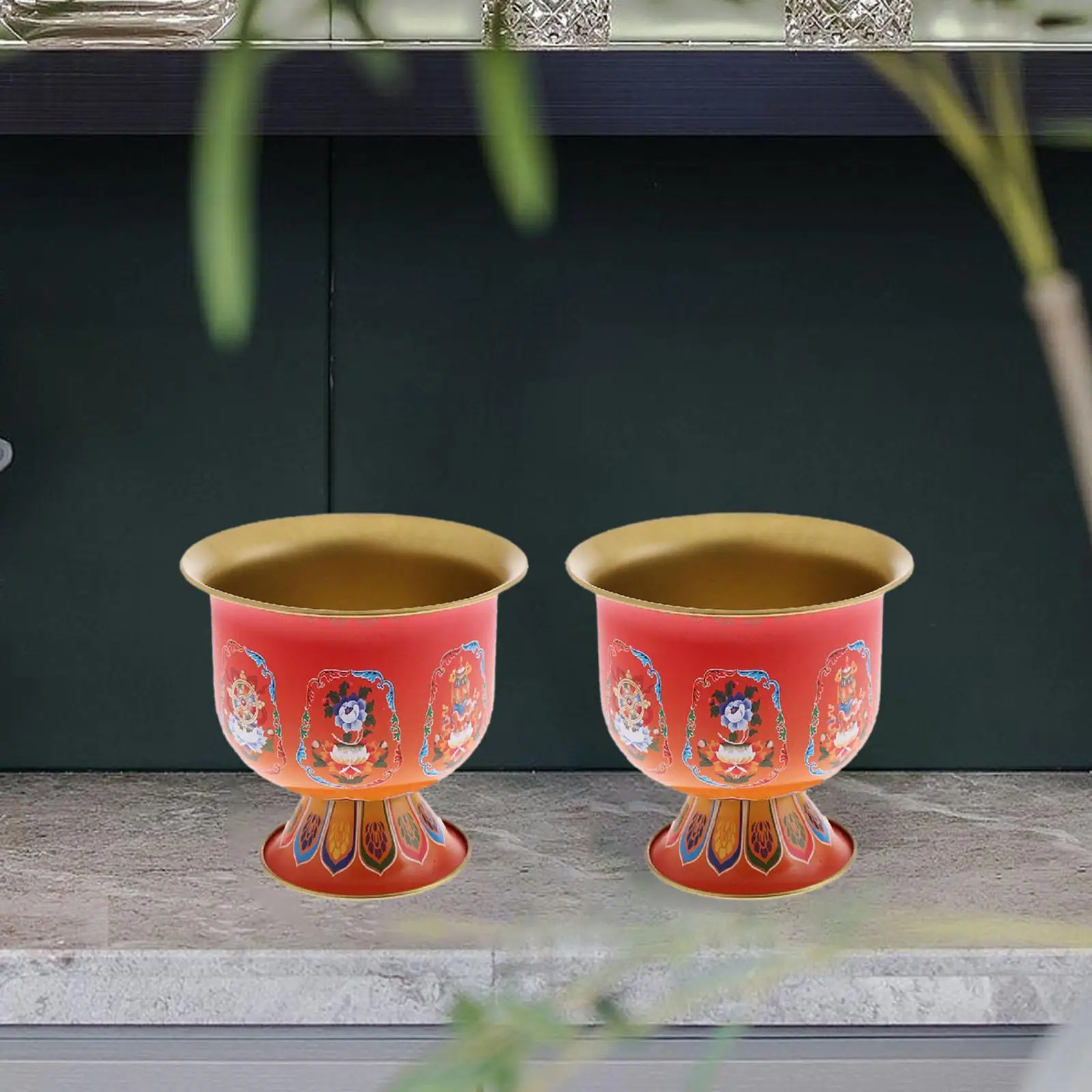 Holy Water Offering Bowl Alloy Material Buddhist Prayer Cup Meditation Supplies Altar Container for Temple