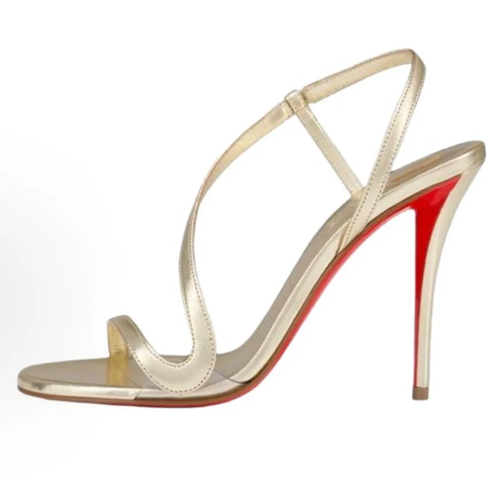 Women Punk Rock Spiked High Heel Sandals Leather Silver Cone Stud Decor Cutout Slingback Stilettos Open Toe Club Women Footwear