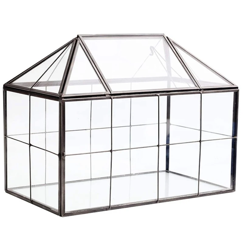 

Glass Glass Terrarium Handmade House Shape Geometric Glass Container With Swing Lid Indoor Planter For Succulents Retail