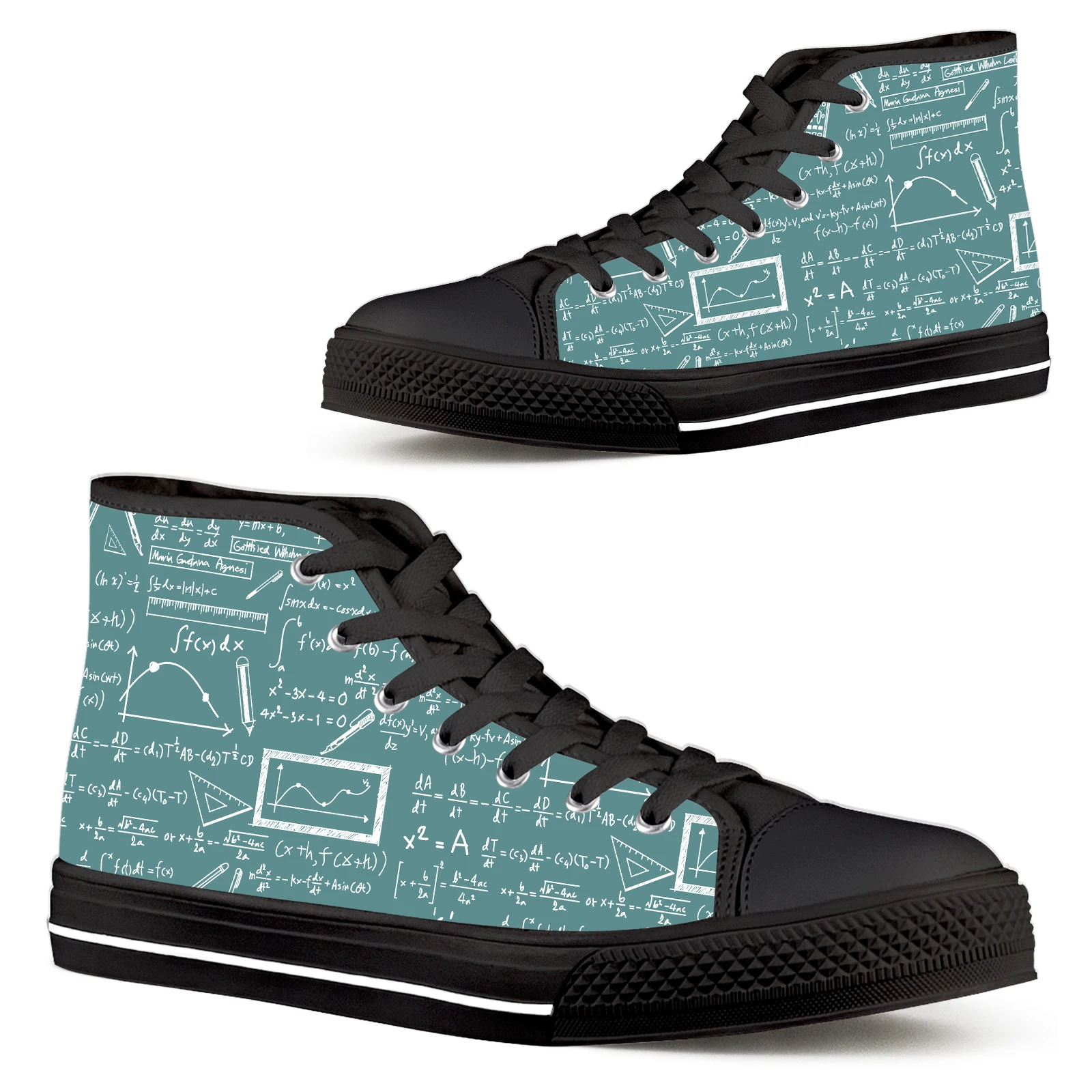 ELVISWORDS Green Math Formulas Math Lovers Need Customized Spring Gifts Comfort Black Soft Sole Shoes Casual Canvas Sneaker