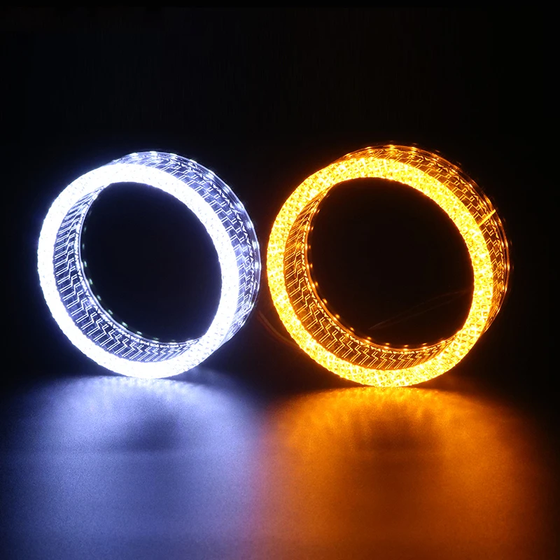 SANVI 2Pcs 5D Bluetooth App Control WRGB Crystal Angel Eyes Mask LED Halo Rings DRL Tuning Light for Projector Lense Install