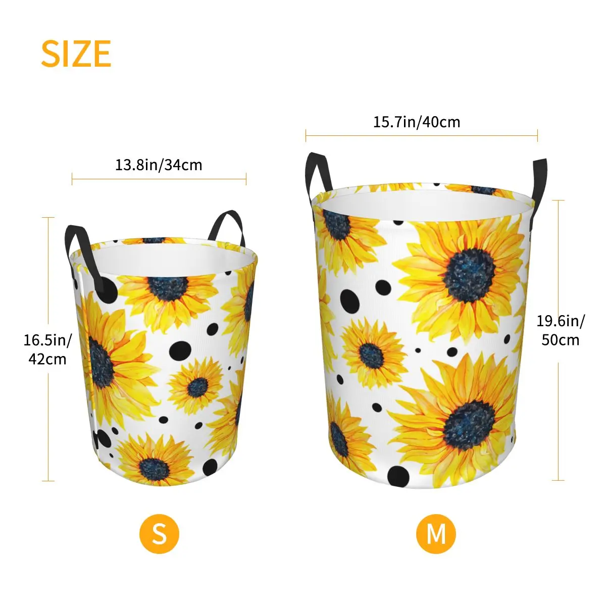 Foldable Laundry Basket for Dirty Clothes Yellow Sunflowers Watercolor Storage Hamper Kids Baby Home Organizer