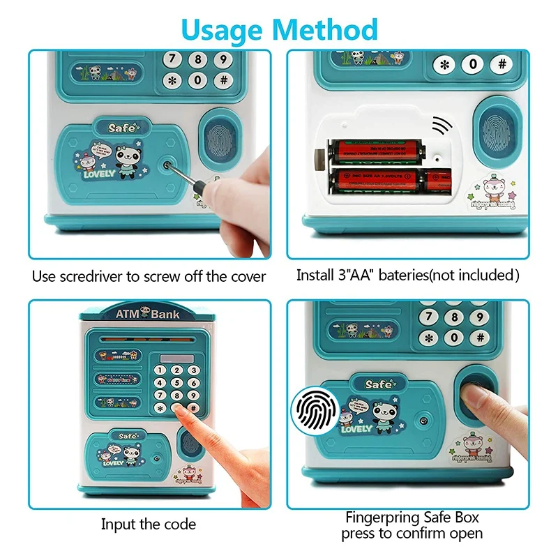 حصالة على شكل خنزير، بصمة عملة معدنية مع كلمة مرور، صندوق توفير العملات المعدنية الإلكترونية، بنك توفير العملات المعدنية الأوتوماتيكية، بنك توفير ATM