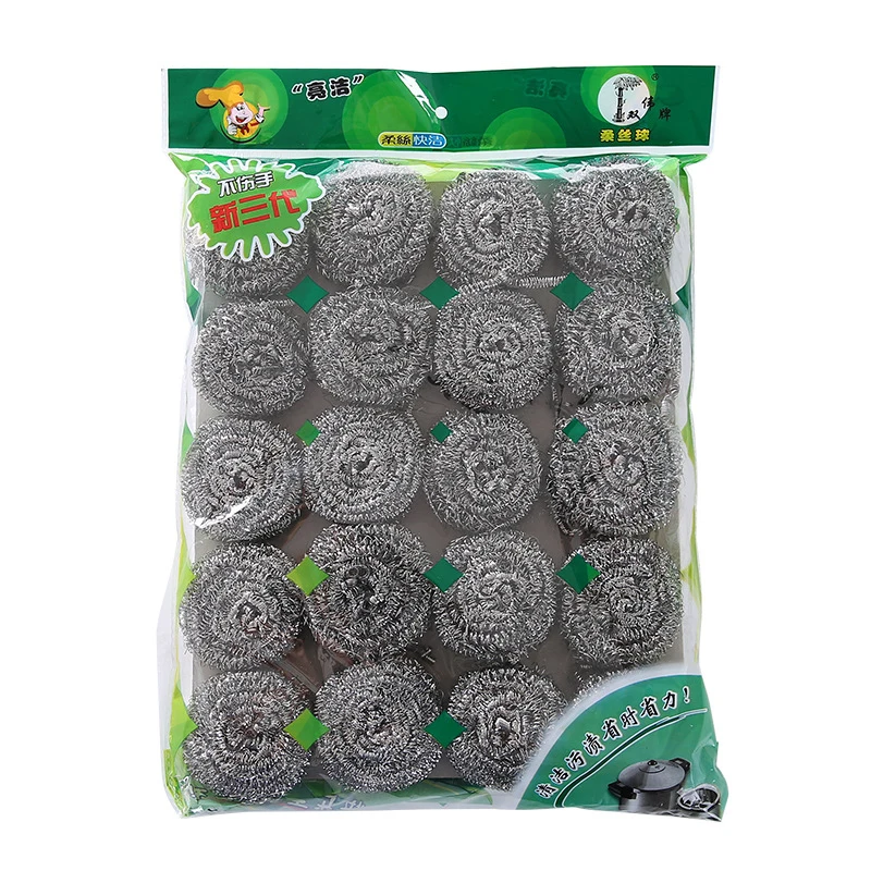 20 piezas-bola de acero de alambre de alto Zinc para lavar platos, almohadillas de lana de acero, utensilios de cocina para el hogar, suministros de