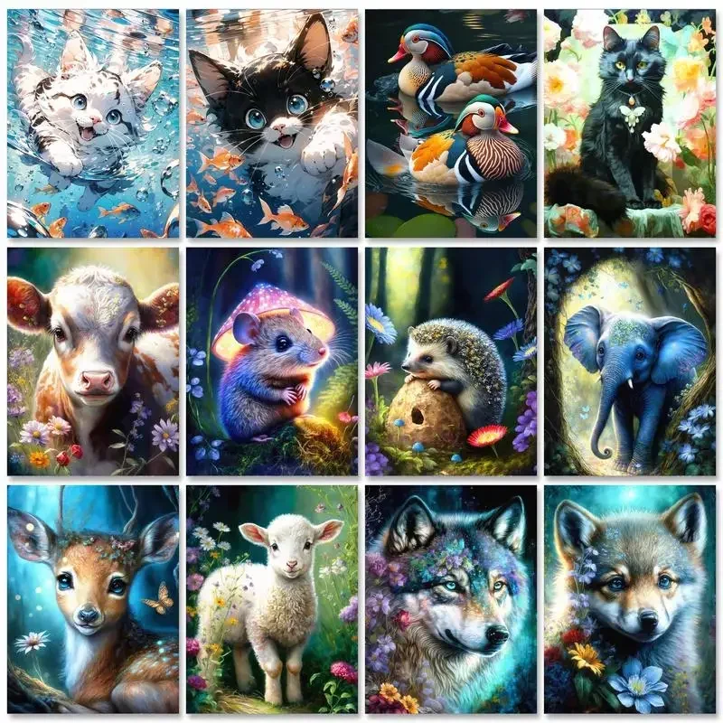 

428723 Frame DIY Painting By Numbers Animals Kit For Adults Canvas By Numbers Wall Art Picture Acrylic Paint Crafts Kit 60x75cm