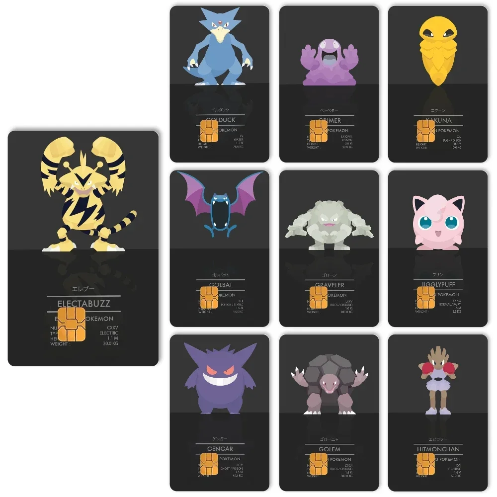 

P-o-k-e-m-o-n Card Attributes Stickers 4pcs PVC Card Skin Stickers For Bank Card Bus Metro Card Case Decorate Gift