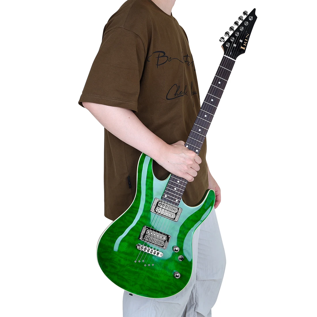 IRIN Electric Guitar Green Kit Technology Wood Fingerboard Outlook Stylish Melodious Sound For Guitar Beginner Best Gift
