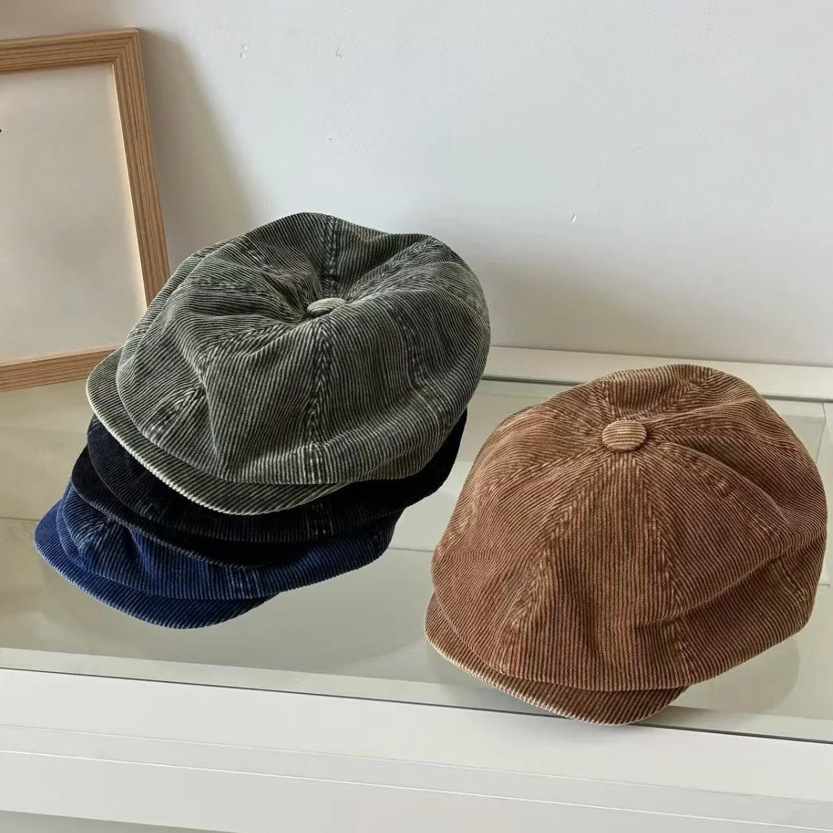 

Женская винтажная вельветовая панама в богемном стиле, универсальная кепка газетчика с полями «утконос»