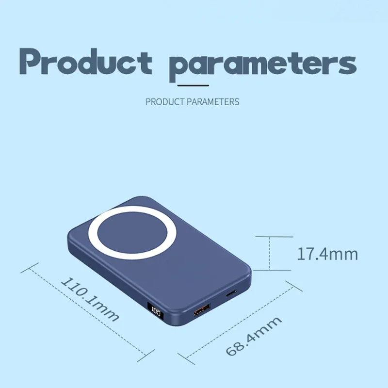 For IPhone 15 14 13 12 Pro Portable Magnetic Wireless 10000mAh Power Bank With Stand External Battery Charger
