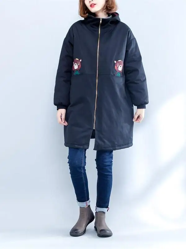 

Аутлеты больших размеров из хлопка Jaet Winter Sle Artistic Loose Thi Теплая хлопковая одежда Женская мода Тонкая секция Long Sve
