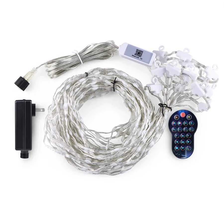 3X3M Smart App-Controlled Window Curtain String Light With DIY Pattern Pictures Bluetooth App RGB Christmas Curtain Fairy Light