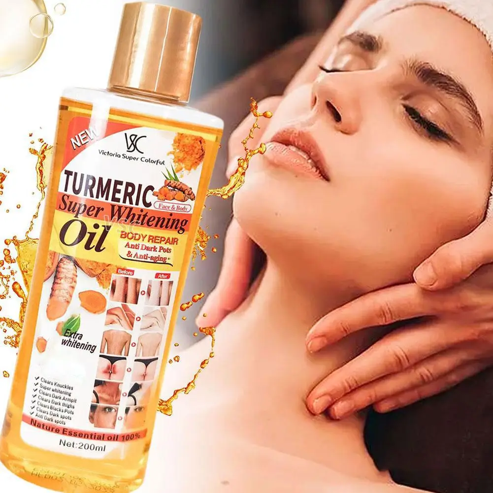 200ml Turmeric Essential Oil For Facial Body Massage Diffuser Aromatherapy Hair Face Care Anti Wrinkle Remove Dark Spots Oi K5T2