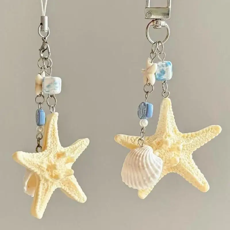 

Seashell Keychain and Starfish Bag Charm Creative Beach Travel Pendant Cute Mobile Phone Accessory