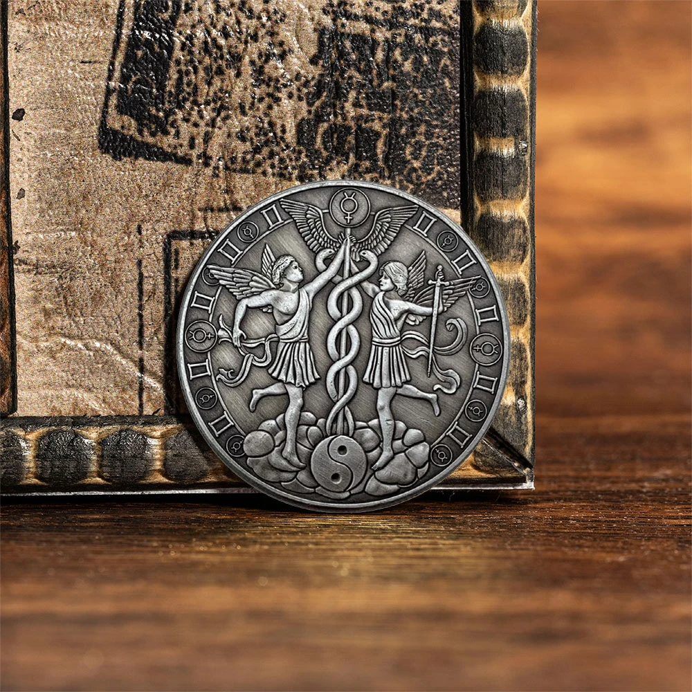 Ancient Silver Commemorative Coins 12 Signs of The Zodiac Lucky Coins Gemini Collectible Coins
