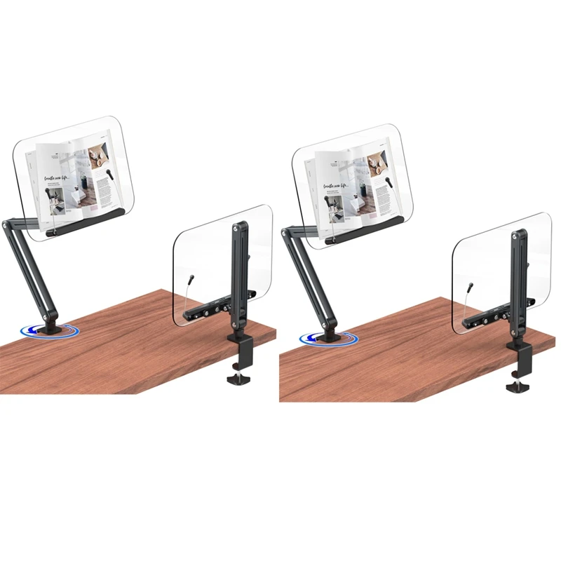 Desk Clamp Bookshelf For Reading, Ergonomic Design,Adjustable Height To 20 Inch With Swivel Base Cookbook Holder